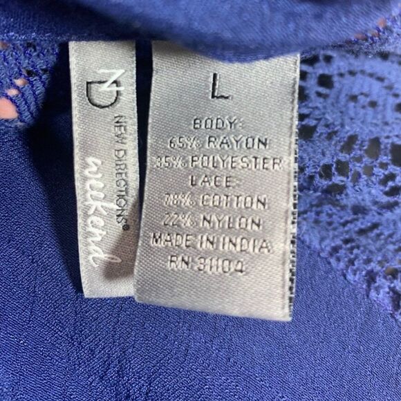 New Directions Weekend Long Sleeve V Neck Button Down Shirt - Picture 8 of 8